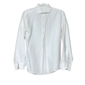 Rye 51 White Textured Button Down Dress Shirt Size Small